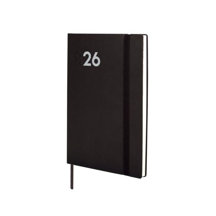 Finocam Dynamic Mara Agenda Profesional - Anual 2026 - Tapa Blanda - Cierre con Goma Elastica - Formato Y4 - 124x11x174mm - Semana Vista en Vertical - Color Negro