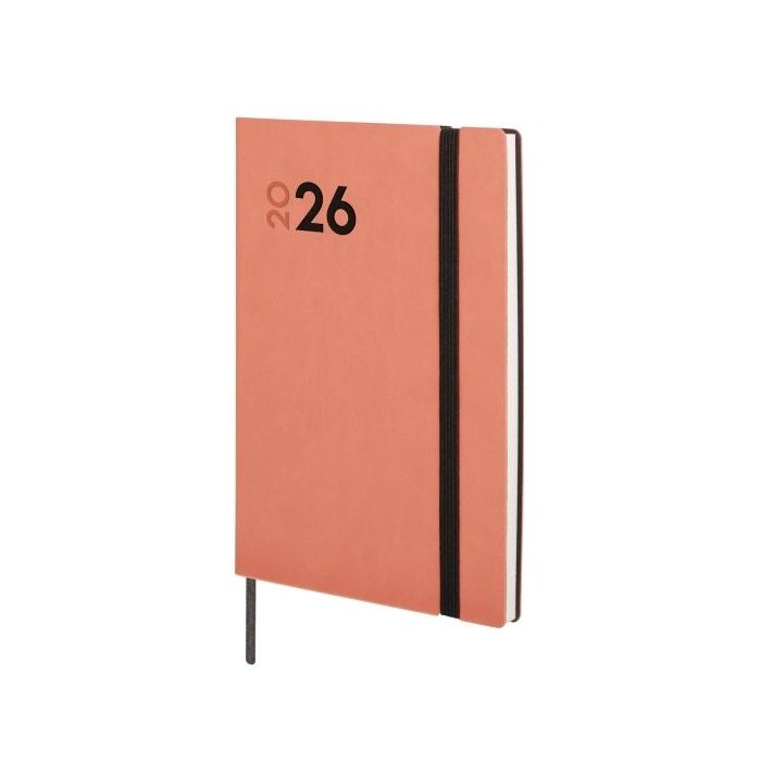 Finocam Dynamic Mara Agenda Profesional - Anual 2026 - Tapa Blanda - Cierre con Goma Elastica - Formato Y4 - 124x11x174mm - Semana Vista en Vertical - Color Coral