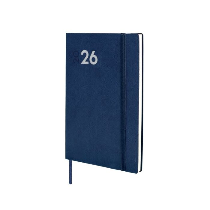 Finocam Dynamic Mara Agenda Profesional en Catalan - Anual 2026 - Tapa Blanda - Cierre con Goma Elastica - Formato Y4 - 124x11x174mm - Semana Vista en Vertical - Color Azul