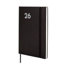 Finocam Dynamic Mara Agenda Profesional en Catalan - Anual 2026 - Tapa Blanda - Cierre con Goma Elastica - Formato Y4 - 124x11x174mm - Semana Vista en Vertical - Color Negro