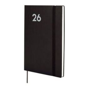 Finocam Dynamic Mara Agenda Profesional en Catalan - Anual 2026 - Tapa Blanda - Cierre con Goma Elastica - Formato Y10 - 144x11x208mm - Semana Vista en Vertical - Color Negro
