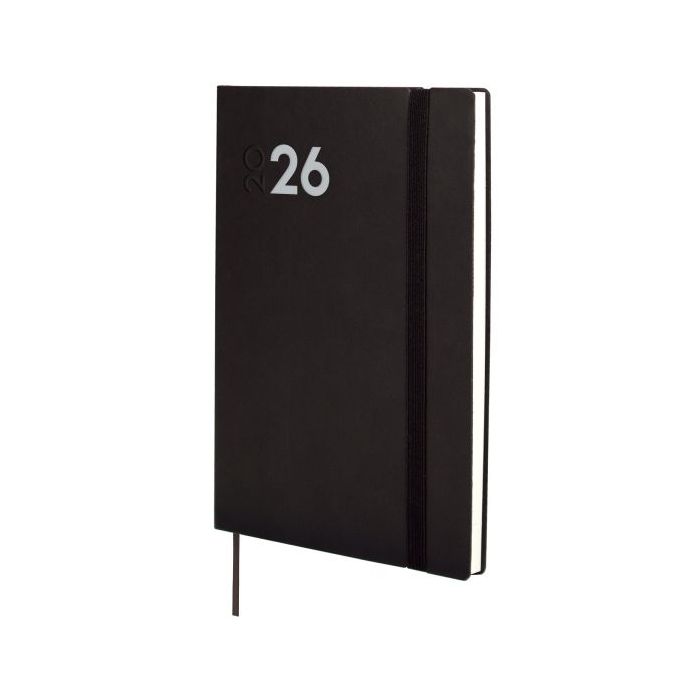 Finocam Dynamic Mara Agenda Profesional en Catalan - Anual 2026 - Tapa Blanda - Cierre con Goma Elastica - Formato Y10 - 144x11x208mm - Semana Vista en Vertical - Color Negro