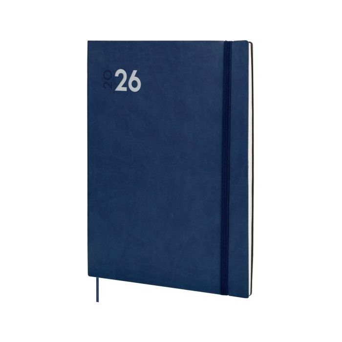 Finocam Dynamic Mara Agenda Profesional - Anual 2026 - Tapa Blanda - Cierre con Goma Elastica - Formato Y12 - 214x11x275mm - Semana Vista en Vertical - Color Azul