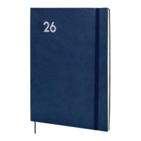 Finocam Dynamic Mara Agenda Profesional en Catalan - Anual 2026 - Tapa Blanda - Cierre con Goma Elastica - Formato Y12 - 214x11x275mm - Semana Vista en Vertical - Color Azul