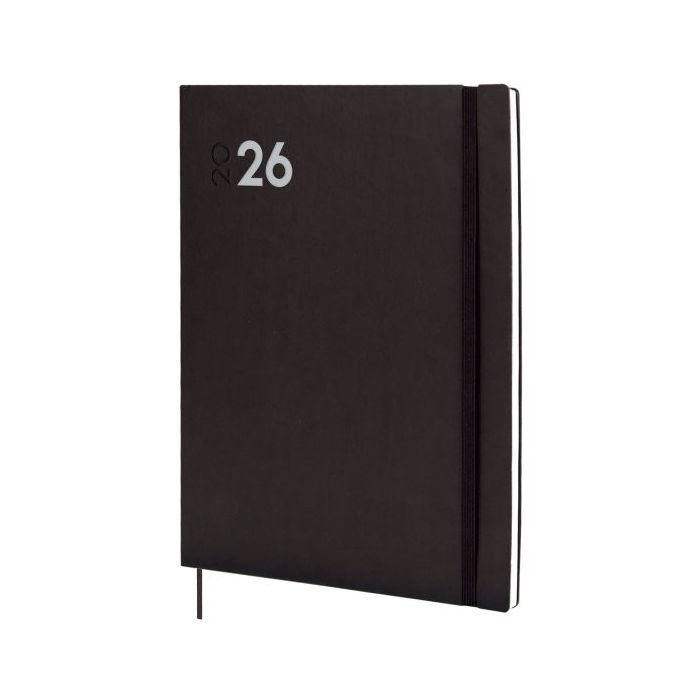 Finocam Dynamic Mara Agenda Profesional en Catalan - Anual 2026 - Tapa Blanda - Cierre con Goma Elastica - Formato Y12 - 214x11x275mm - Semana Vista en Vertical - Color Negro