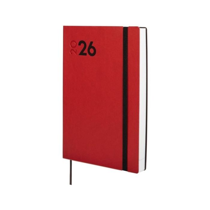 Finocam Dynamic Mara Agenda Profesional - Anual 2026 - Tapa Blanda - Cierre con Goma Elastica - Formato Y10 - 144x22x208mm - 1 Dia por Pagina - Color Rojo