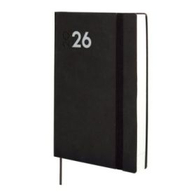 Finocam Dynamic Mara Agenda Profesional - Anual 2026 - Tapa Blanda - Cierre con Goma Elastica - Formato Y10 - 144x22x208mm - 1 Dia por Pagina - Color Negro