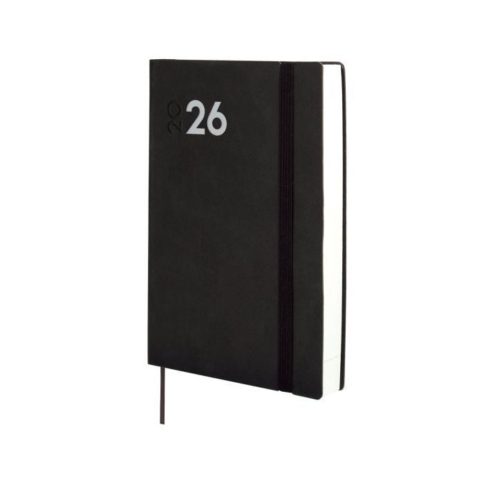 Finocam Dynamic Mara Agenda Profesional - Anual 2026 - Tapa Blanda - Cierre con Goma Elastica - Formato Y10 - 144x22x208mm - 1 Dia por Pagina - Color Negro