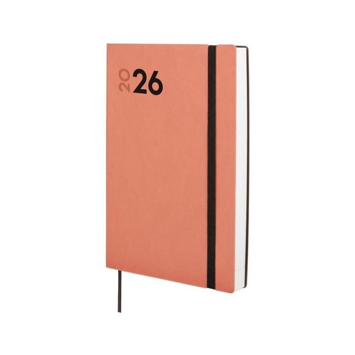 Finocam Dynamic Mara Agenda Profesional - Anual 2026 - Tapa Blanda - Cierre con Goma Elastica - Formato Y10 - 144x22x208mm - 1 Dia por Pagina - Color Coral