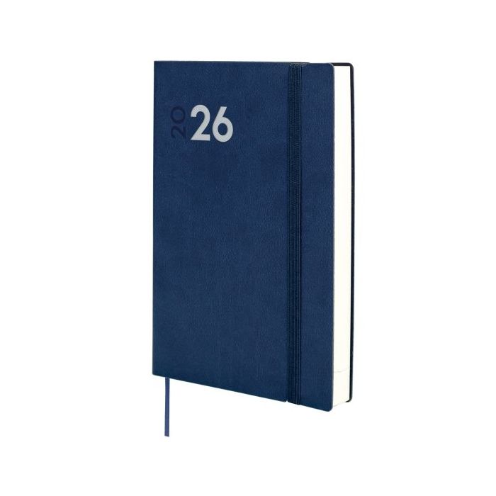 Finocam Dynamic Mara Agenda Profesional en Catalan - Anual 2026 - Tapa Blanda - Cierre con Goma Elastica - Formato Y10 - 144x22x208mm - 1 Dia por Pagina - Color Azul