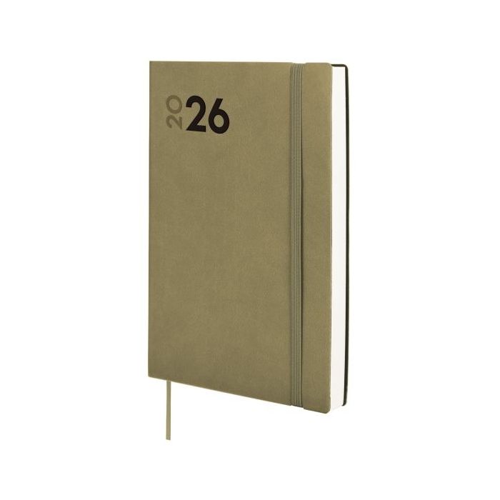 Finocam Dynamic Mara Agenda Profesional en Catalan - Anual 2026 - Tapa Blanda - Cierre con Goma Elastica - Formato Y10 - 144x22x208mm - 1 Dia por Pagina - Color Verde