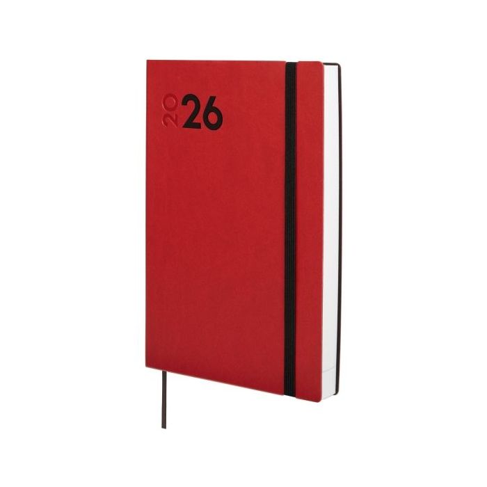 Finocam Dynamic Mara Agenda Profesional en Catalan - Anual 2026 - Tapa Blanda - Cierre con Goma Elastica - Formato Y10 - 144x22x208mm - 1 Dia por Pagina - Color Rojo