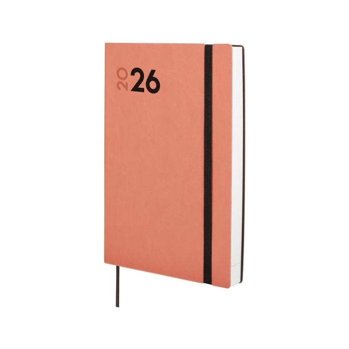 Finocam Dynamic Mara Agenda Profesional en Catalan - Anual 2026 - Tapa Blanda - Cierre con Goma Elastica - Formato Y10 - 144x22x208mm - 1 Dia por Pagina - Color Coral