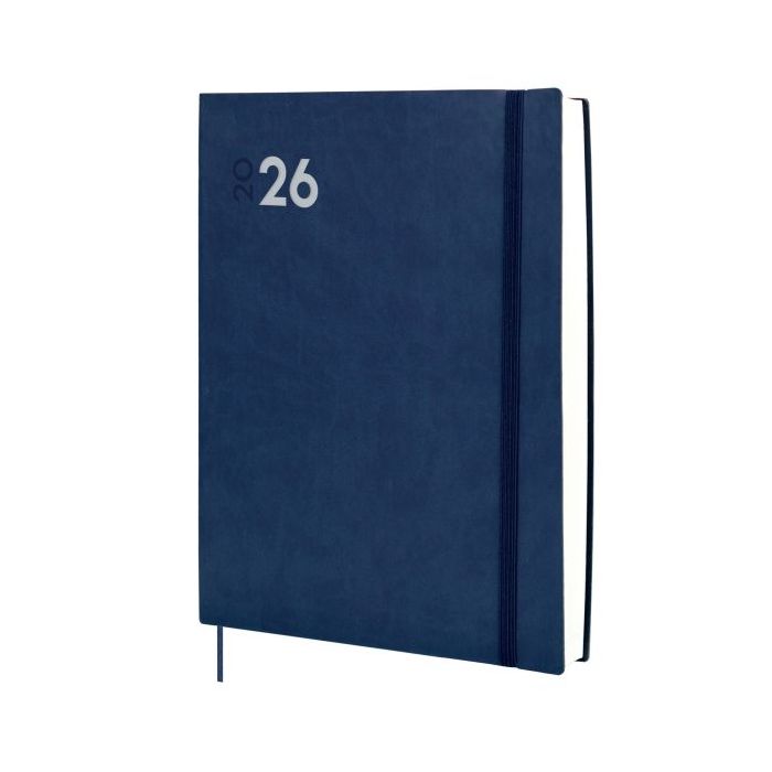 Finocam Dynamic Mara Agenda Profesional en Catalan - Anual 2026 - Tapa Blanda - Cierre con Goma Elastica - Formato Y12 - 214x25x275mm - 1 Dia por Pagina - Color Azul