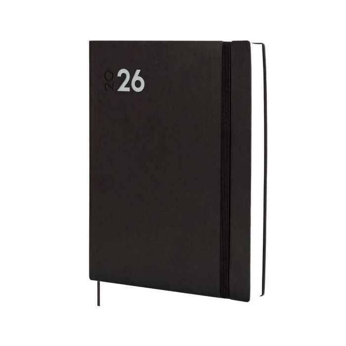 Finocam Dynamic Mara Agenda Profesional en Catalan - Anual 2026 - Tapa Blanda - Cierre con Goma Elastica - Formato Y12 - 214x25x275mm - 1 Dia por Pagina - Color Negro