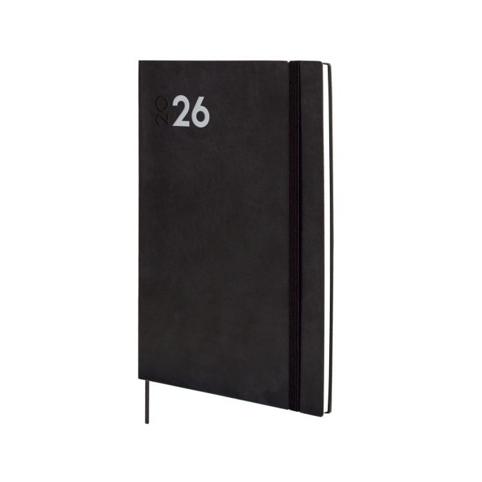 Finocam Dynamic Mara Agenda Profesional en Catalan - Anual 2026 - Tapa Blanda - Cierre con Goma Elastica - Formato Y11 - 169x11x245mm - Semana Vista en Vertical - Color Negro
