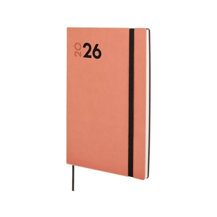 Finocam Dynamic Mara Agenda Profesional - Anual 2026 - Tapa Blanda - Cierre con Goma Elastica - Formato Y10 - 144x11x208mm - Semana Vista Horizontal - Color Coral