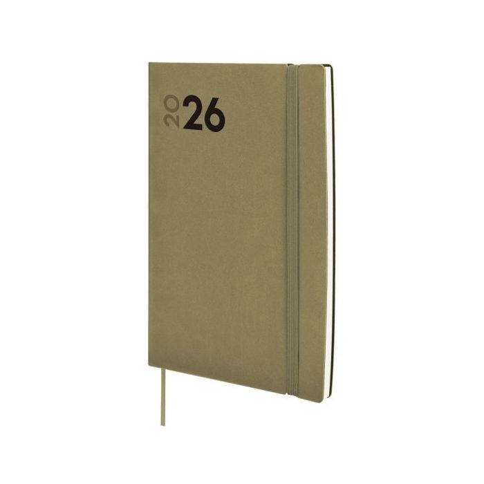 Finocam Dynamic Mara Agenda Profesional en Catalan - Anual 2026 - Tapa Blanda - Cierre con Goma Elastica - Formato Y10 - 144x11x208mm - Semana Vista Horizontal - Color Verde