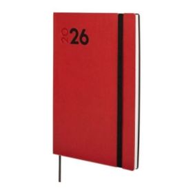 Finocam Dynamic Mara Agenda Profesional en Catalan - Anual 2026 - Tapa Blanda - Cierre con Goma Elastica - Formato Y10 - 144x11x208mm - Semana Vista Horizontal - Color Rojo