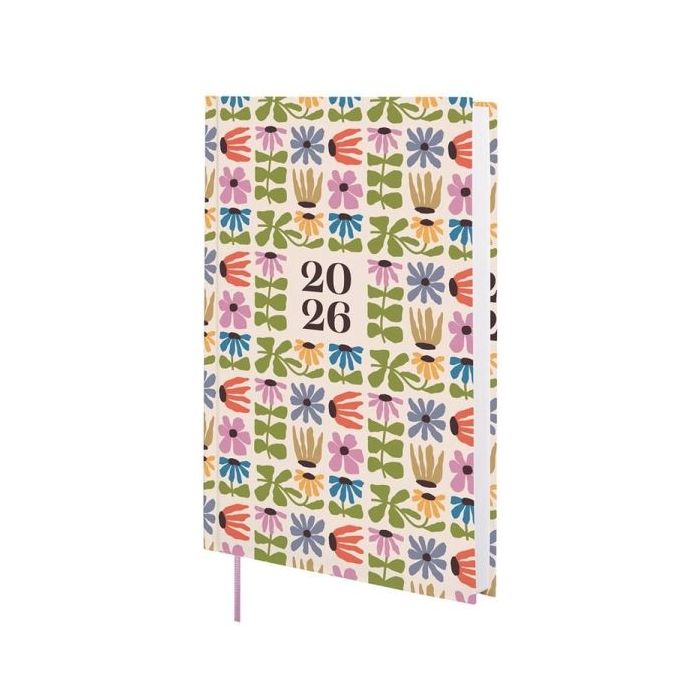 Finocam Dynamic Porto Design Agenda - Anual 2026 - Tapa Dura - Formato Y10 - 145x23x210mm - 1 Dia por Pagina - Tematica de Flores