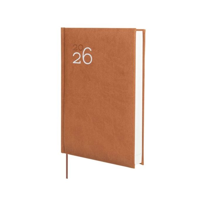 Finocam Dynamic Milano Agenda Profesional en Catalan - Anual 2026 - Tapa Dura Acolchada - Formato Y10 - 143x29x210mm - 1 Dia por Pagina - Color Marron