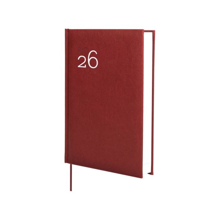 Finocam Dynamic Milano Agenda Profesional en Catalan - Anual 2026 - Tapa Dura Acolchada - Formato Y10 - 143x29x210mm - 1 Dia por Pagina - Color Burdeos