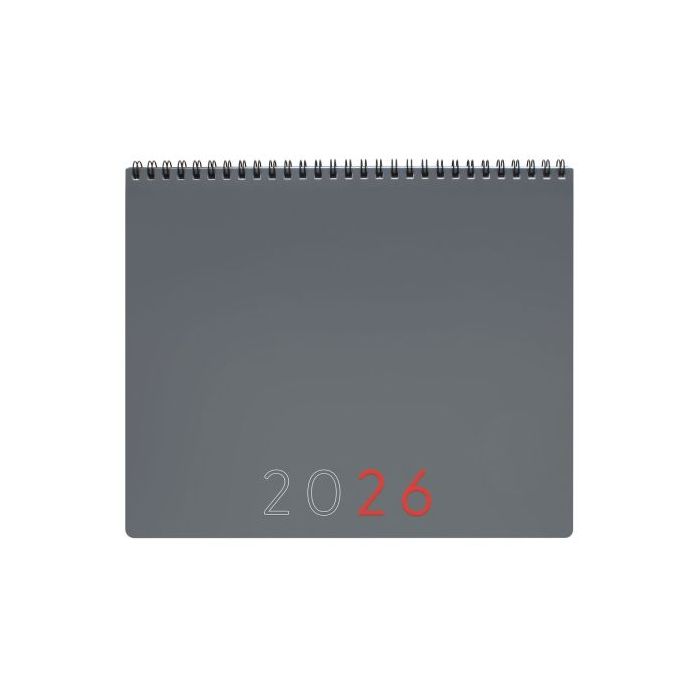 Finocam Agenda Planificador Internacional - Anual 2026 - Espacio para Escribir - 250x13x200mm - Mes Vista - Color Gris