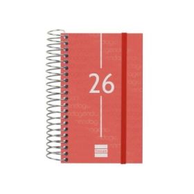 Finocam Year Agenda de Espiral - Anual 2026 - Tapa Ligera - Formato E3 - 95x24x127mm - 1 Dia por Pagina - Color Rojo