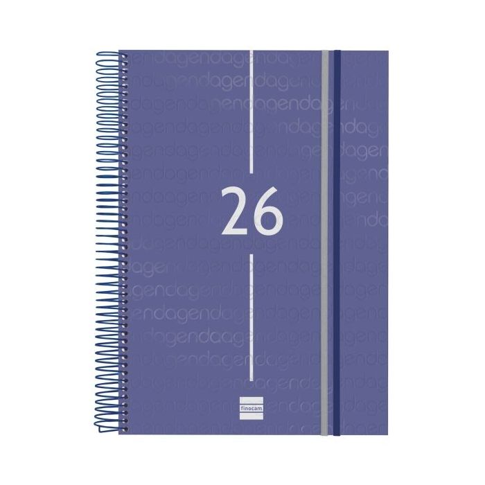 Finocam Year Agenda de Espiral - Anual 2026 - Tapa Ligera - Formato E40 - 230x29x297mm - 1 Dia por Pagina - Color Azul