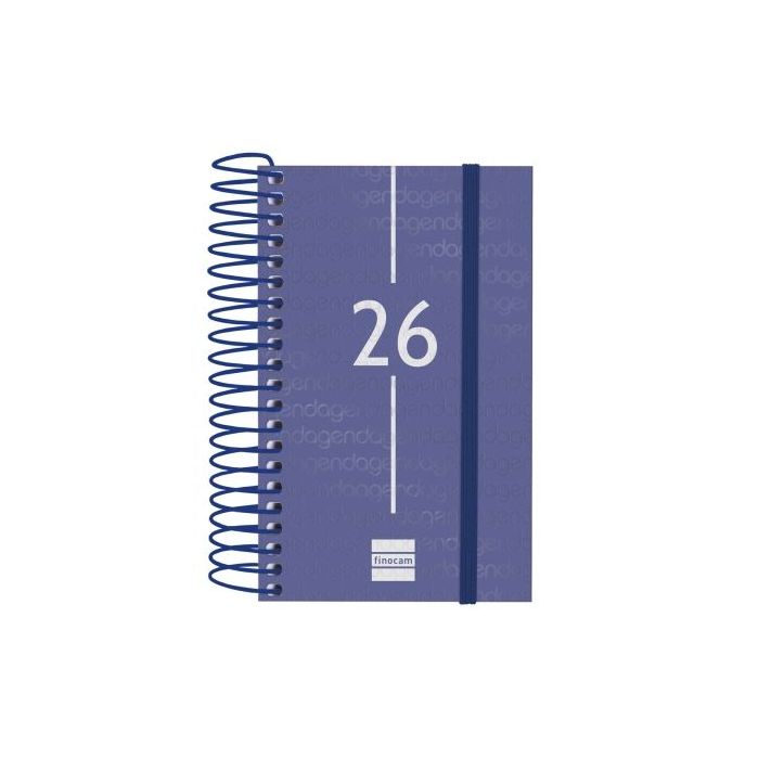 Finocam Year Agenda de Espiral en Catalan - Anual 2026 - Tapa Ligera - Formato E3 - 95x24x127mm - 1 Dia por Pagina - Color Azul