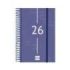 Finocam Year Agenda de Espiral en Catalan - Anual 2026 - Tapa Ligera - Formato E5 - 135x24x181mm - 1 Dia por Pagina - Color Azul