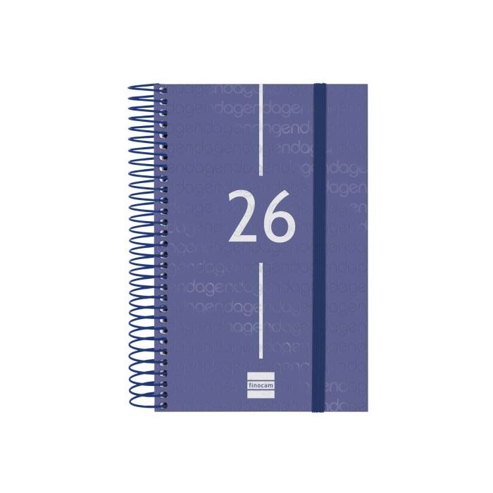 Finocam Year Agenda de Espiral en Catalan - Anual 2026 - Tapa Ligera - Formato E5 - 135x24x181mm - 1 Dia por Pagina - Color Azul