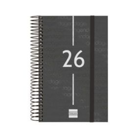 Finocam Year Agenda de Espiral en Catalan - Anual 2026 - Tapa Ligera - Formato E5 - 135x24x181mm - 1 Dia por Pagina - Color Negro