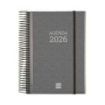 Finocam Basics Agenda en Catalan - Anual 2026 - con Espiral - Personalizable - Formato E10 - 175x29x212mm - 1 Dia por Pagina - Color Gris