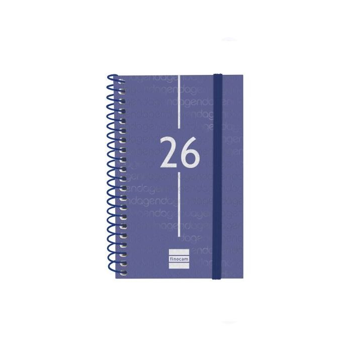 Finocam Year Agenda de Espiral - Anual 2026 - Tapa Ligera - Formato E3 - 85x14x127mm - Semana Vista Horizontal - Color Azul