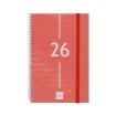 Finocam Year Agenda de Espiral - Anual 2026 - Tapa Ligera - Formato E5 - 125x14x181mm - Semana Vista Horizontal - Color Rojo