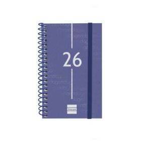 Finocam Year Agenda de Espiral en Catalan - Anual 2026 - Tapa Ligera - Formato E3 - 217x14x297mm - Semana Vista Horizontal - Color Azul