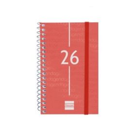 Finocam Year Agenda de Espiral en Catalan - Tapa Ligera - Formato E3 - 217x14x297mm - Semana Vista Horizontal - Color Rojo