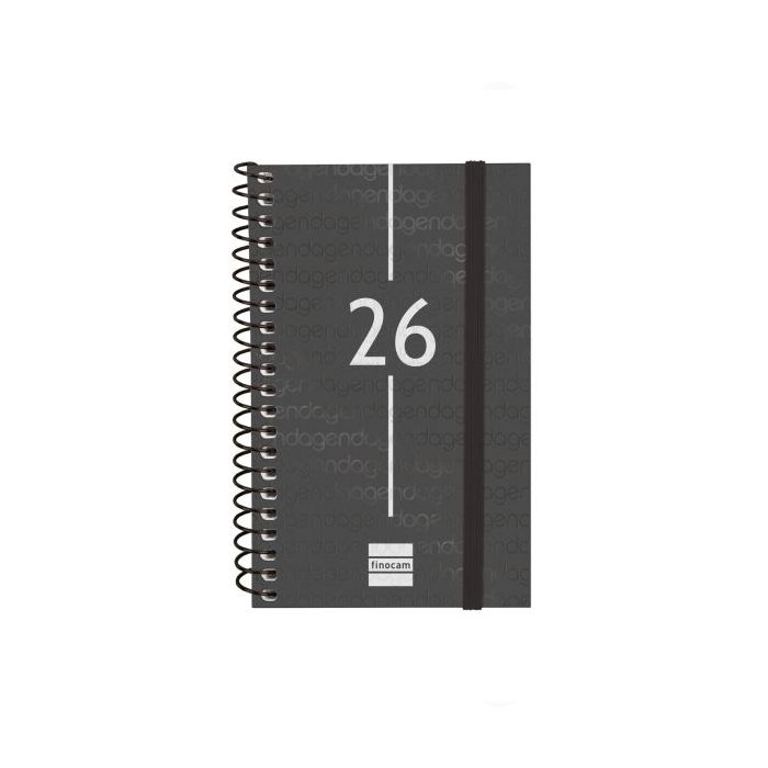 Finocam Year Agenda de Espiral en Catalan - Anual 2026 - Tapa Ligera - Formato E3 - 217x14x297mm - Semana Vista Horizontal - Color Negro