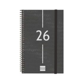 Finocam Year Agenda de Espiral en Catalan - Anual 2026 - Tapa Ligera - Formato E5 - 217x14x297mm - Semana Vista Horizontal - Color Negro
