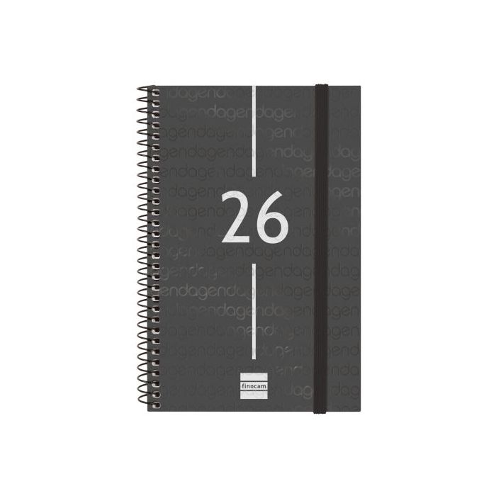 Finocam Year Agenda de Espiral en Catalan - Anual 2026 - Tapa Ligera - Formato E5 - 217x14x297mm - Semana Vista Horizontal - Color Negro