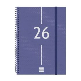 Finocam Year Agenda de Espiral en Catalan - Anual 2026 - Tapa Ligera - Formato E10 - 162x14x212mm - Semana Vista en Vertical - Color Azul