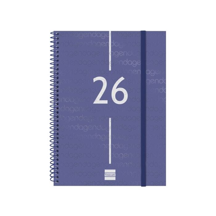 Finocam Year Agenda de Espiral en Catalan - Anual 2026 - Tapa Ligera - Formato E10 - 162x14x212mm - Semana Vista en Vertical - Color Azul