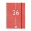 Finocam Year Agenda de Espiral en Catalan - Anual 2026 - Tapa Ligera - Formato E10 - 162x14x212mm - Semana Vista en Vertical - Color Rojo
