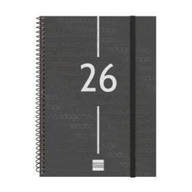 Finocam Year Agenda de Espiral en Catalan - Anual 2026 - Tapa Ligera - Formato E10 - 162x14x212mm - Semana Vista en Vertical - Color Negro