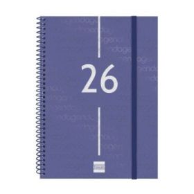 Finocam Year Agenda de Espiral - Tapa Ligera - Formato E10 - 162x14x212mm - Semana Vista en Vertical - Color Azul