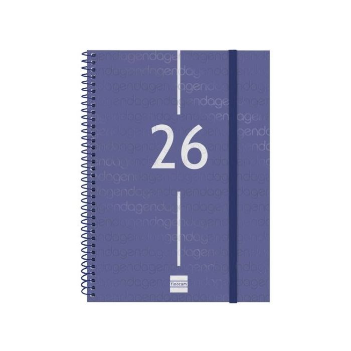 Finocam Year Agenda de Espiral - Tapa Ligera - Formato E10 - 162x14x212mm - Semana Vista en Vertical - Color Azul