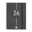 Finocam Year Agenda de Espiral - Tapa Ligera - Formato E10 - 162x14x212mm - Semana Vista en Vertical - Color Negro