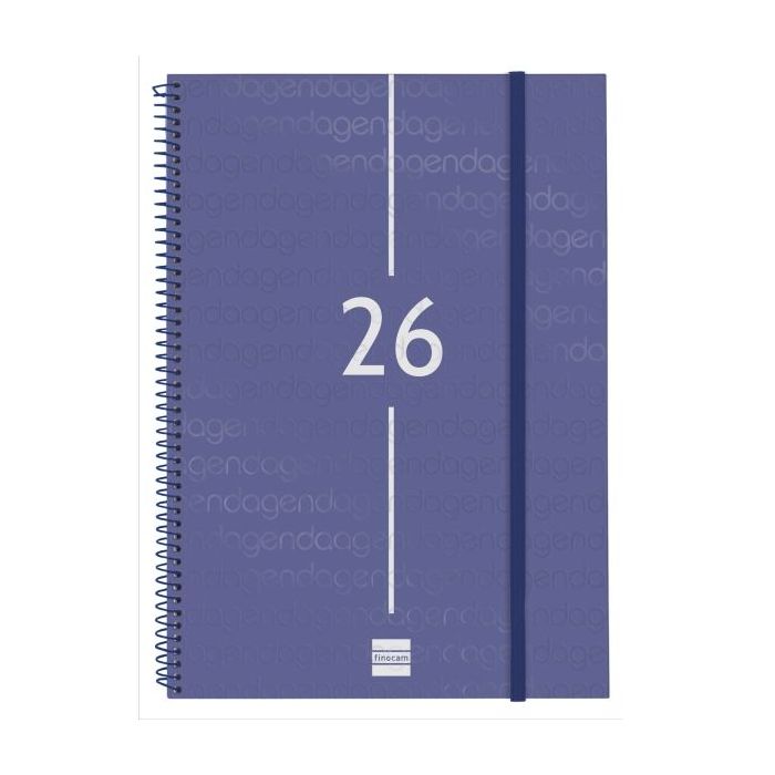 Finocam Year Agenda de Espiral - Anual 2026 - Tapa Ligera - Formato E40 - 217x14x297mm - Semana Vista en Vertical - Color Azul