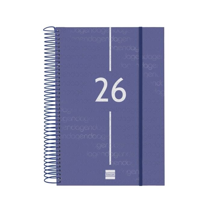 Finocam Year Agenda de Espiral - Anual 2026 - Tapa Ligera - Formato E11 - 175x29x242mm - 1 Dia por Pagina - Color Azul